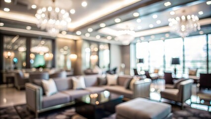 Fototapeta premium Blurred background of an upscale VIP lounge area at an exclusive event. 
