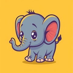 Obraz premium Cute cartoon elephant with big eyes.
