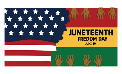 Juneteenth, June 19, 1865 - Freedom Day in the United States of America.   Flat vector modern illustration