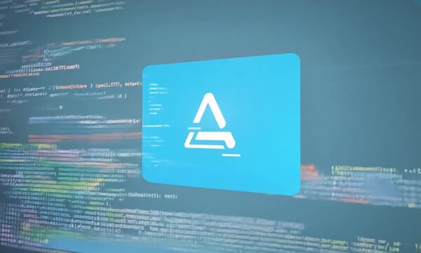 A close-up of a computer screen displays a line of code with various symbols and characters in a programming environment. 