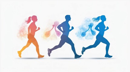 Abstract illustration of a running man with lungs, representing healthy lifestyle and respiratory health.