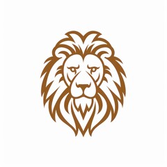 Obraz premium Brown line art lion head illustration.