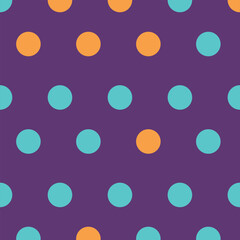 Seamless polka dot pattern with muilti-colored dots red, The simplicity and repetition of the dots make this pattern versatile, suitable for a variety of applications