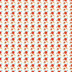 Seamless polka dot pattern with muilti-colored dots red, blue, pink on white background used in clothes pattern design