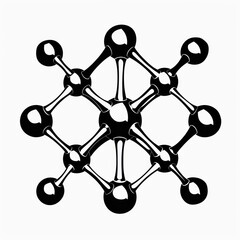 Black and white illustration of a molecule structure.