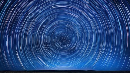Time-lapse of star trails forming circular patterns around the North Star, astrophotography, star trails, night sky