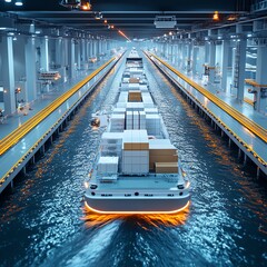 A harbor equipped with advanced docking technology that speeds up the process of unloading cargo for immediate airline shipment Speed Harbor Airline, Advanced docking