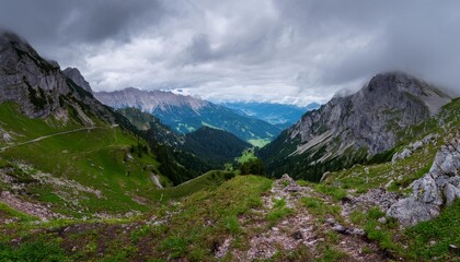 Naklejka premium View of beautiful moody landscape in the Alps.