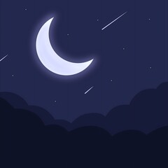 Naklejka premium night sky with moon and stars