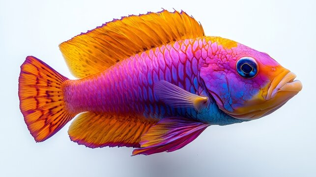 Side view of a colorful parrotfish isolated on a w  498 fish, sea, water, aquarium, goldfish, animal, isolated, ocean, underwater, nature, cartoon, gold, illustration, fishing, tropical, vector, pet, 