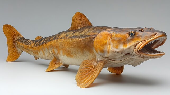Side view of a prehistoriclooking sturgeon isolate  661 fish, fishing, animal, water, isolated, carp, food, nature, white, lake, river, sea, fresh, aquarium, catch, fin, freshwater, perch, scales, pik