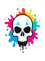 Skull icon design colour splash vector art illustration