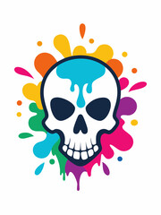 Skull icon design colour splash vector art illustration