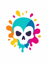 Skull icon design colour splash vector art illustration