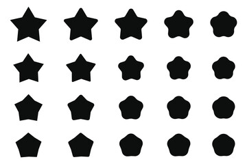Star icon collection. Different star shapes. Black stars icon set. Sparkle star icon set.
