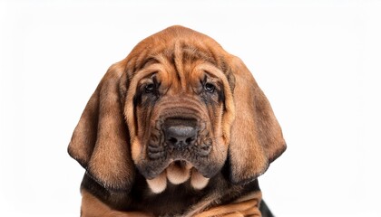 Obraz premium ブラッドハウンドの子犬のポートレート（Bloodhound puppy portrait on white background） 