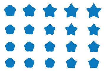 Stars icon collection. Different star shapes. Blue stars icon set. Sparkle star icon set. Falling stars . Vector illustration