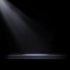 スポットライトの当たった商品台のある空間