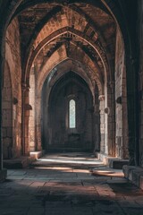 Fototapeta premium Medieval arches in the walls of San Jairés drowning monogeneous church, sunlight falls on them