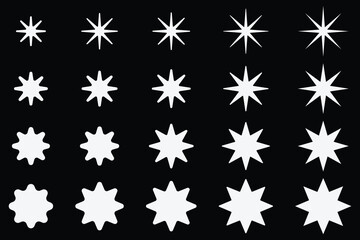 stars icon. Star icon set in different shape.