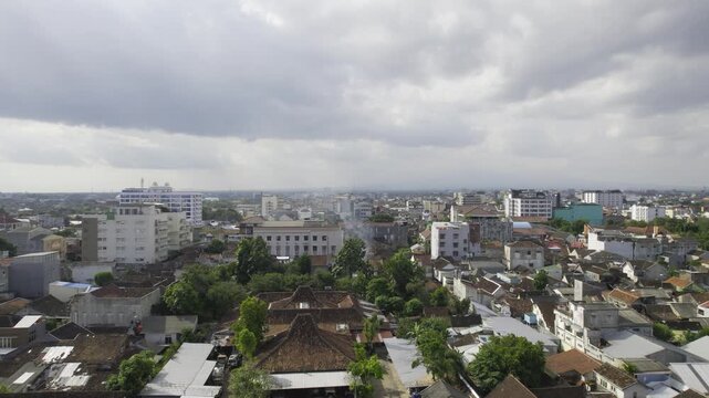 Aerial view of Jogyakarta City. Central Java, Indonesia, Jogjakarta