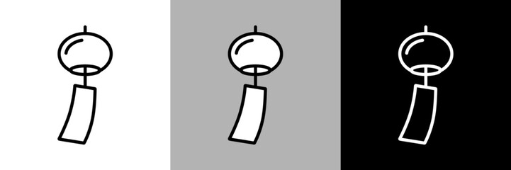 シンプルな線画の風鈴のベクターアイコン