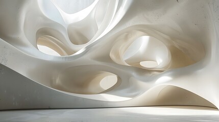 Minimalist background with white 3D abstract sculpt