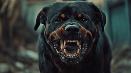 Fototapeta premium Intense Expression of a Playful Rottweiler Barking