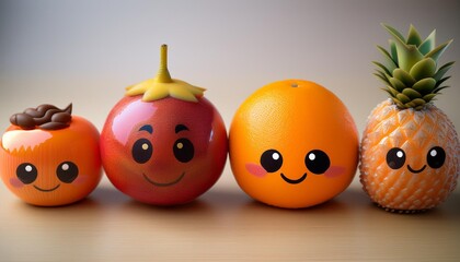 Obraz premium 顔のついた果物たち