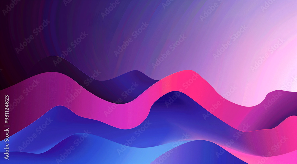 Wall mural purple abstract background with wavy shapes and gradient