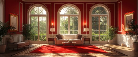 Elegant Victorian Interior, Modern Updates, Refined Charm, 3D Render