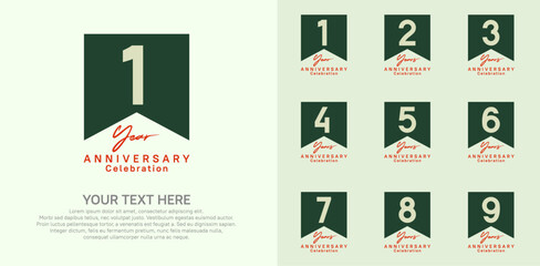anniversary logotype set, green and red color can be use for celebration