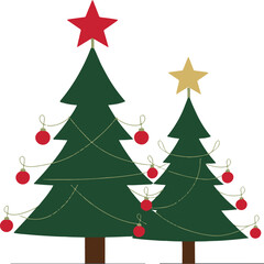 Nice decorated Christmas tree silhouette vector 