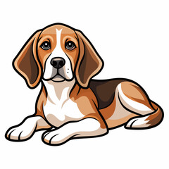 Beagle Lying Down color art Vector