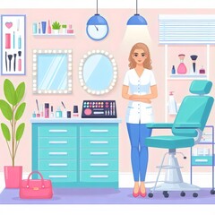 image of a make-up artist girl in her office