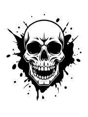 Skull icon design splash silhouette vector art illustration
