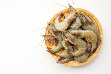 Shrimp, Fresh shrimp ,Fresh prawn raw seafood in a plate on white background