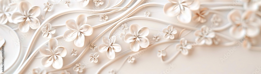 Poster A lavish 3D background showcasing elegant patterns and textures in a monochromatic palette, providing a sophisticated canvas with ample copy space.