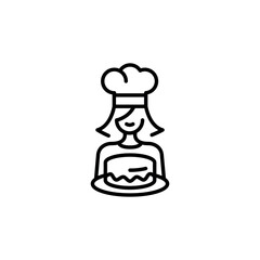 Baker with cake icon. Simple baker icon holding a cake for social media, app, and web design. Vector illustration.