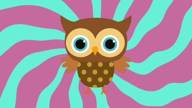 funny animation of dancing owl with big eyes