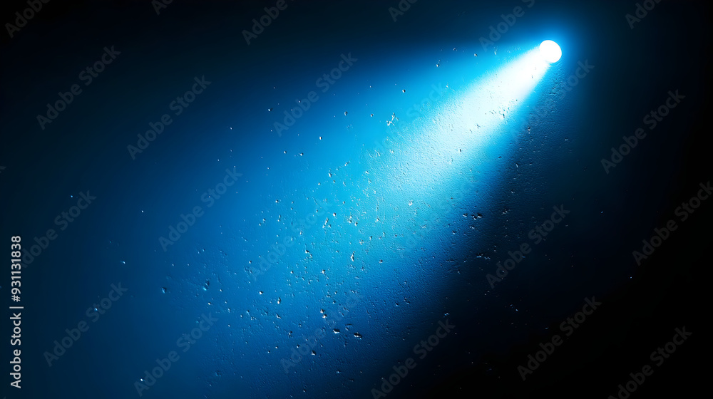Poster a beam of light illuminating particles in a dark space.