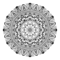 Mandala for coloring book, round ornament, irregular floral shape decoration, oriental vector, stress therapy pattern, weave yoga vector logo design element. adult mandala for coloring
