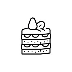 Layered cake icon. Simple layered cake icon with strawberry for social media, app, and web design. Vector illustration.