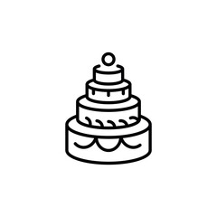 Tiered wedding cake icon. Simple tiered wedding cake icon with decorative elements for social media, app, and web design. Vector illustration.