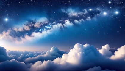 雲と星が夜空に色どりを与える、幻想的に仕上げる Generated by AI