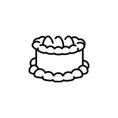 Decorative round cake icon. Simple round cake icon with cream decorations for social media, app, and web design. Vector illustration.