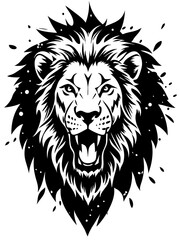 Illustration of lion head design silhouette vector art 