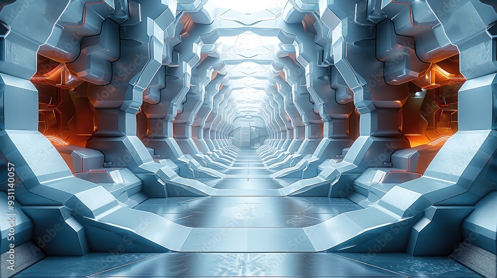 Aufkleber a futuristic 3d abstract background composed of bold, symmetrical geometric shapes and refined lines