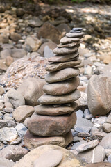 Steinmännchen - Allgäu - Steinturm - schief - Fluß