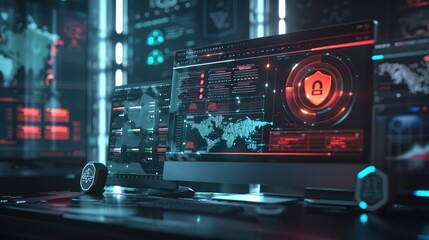 Obraz premium Cybersecurity Workstation